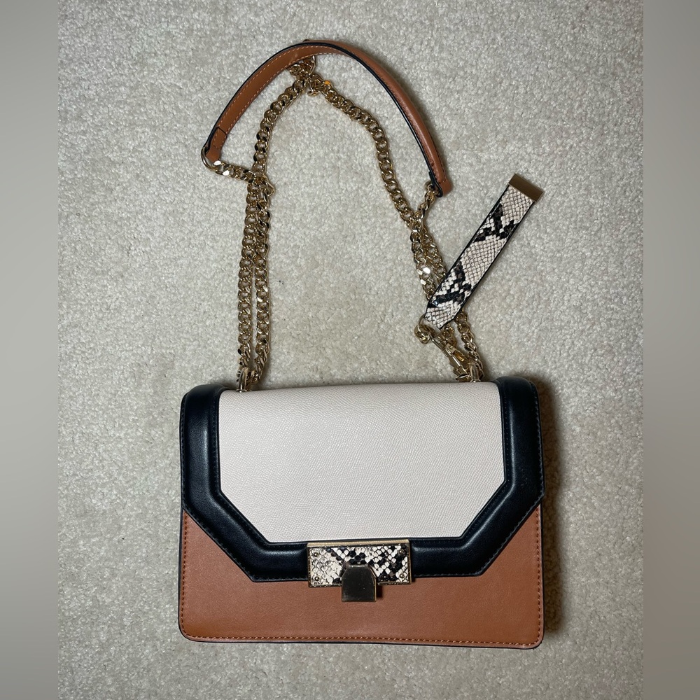 Aldo Elegant Tan, Black, and Cream Crossbody Bag